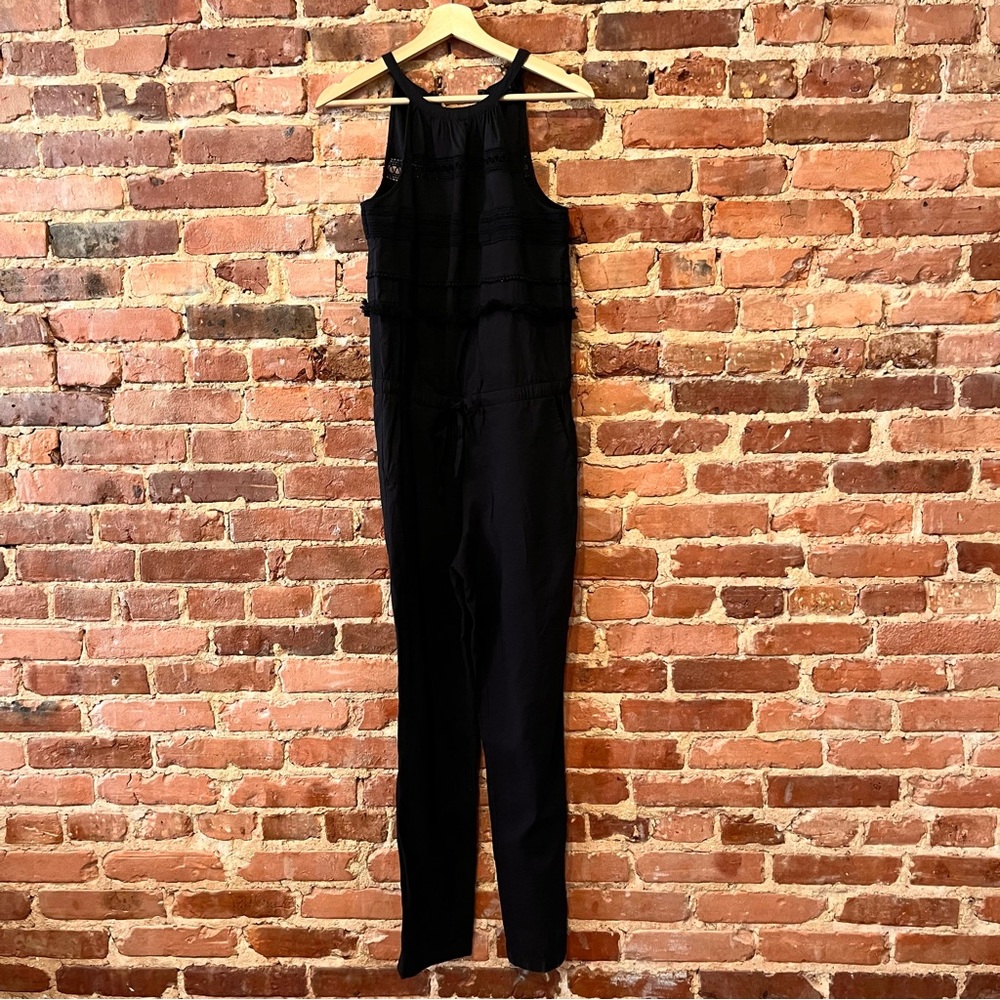 LOFT Jumpsuit Pom Pom Fringe Size Small Black
